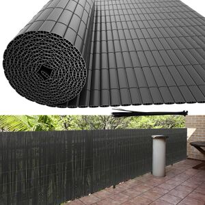 Swanew - Canisse en pvc à double face, Brise Vue pour Jardin, Balcon et Terrasse, Occultant Clôture 90 x 300 cm, Résistant aux Intempéries, Intimité,Gris anthracite,140 x 400 cm - Publicité