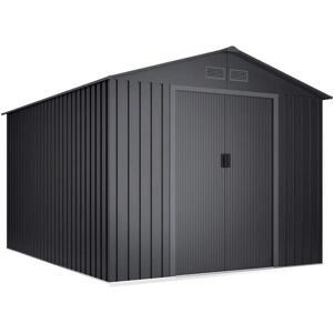 Abri de jardin métallique 8,08m2 Wasabi Light Anthracite - 4 grilles - Double porte coulissante - Gris - Rangement extérieur - 258x313x202cm - Publicité