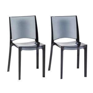 Vente unique Lot de 2 chaises empilables HELLY Polycarbonate plein Gris ardoise