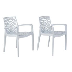 MYLIA Lot de 2 fauteuils de jardin empilables - Polypropylène - Blanc dolomite - DIADEME de MYLIA