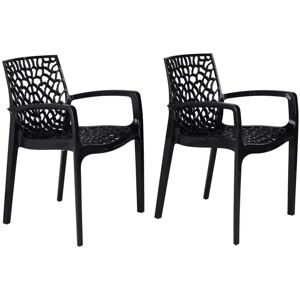 MYLIA Lot de 2 fauteuils de jardin empilables - Polypropylène - Gris anthracite - DIADEME de MYLIA