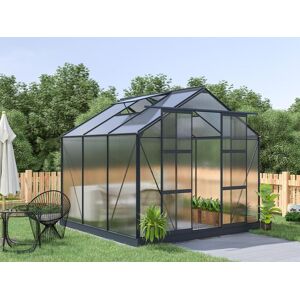 Vente-unique.com Serre de Jardin en polycarbonate de 5,9 m² avec embase - Anthracite - ANISSA - Publicité
