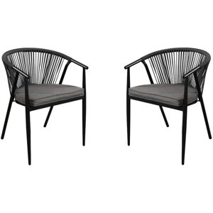 MYLIA Lot de 2 fauteuils de jardin empilables PORTOFINO en aluminium et cordes de MYLIA