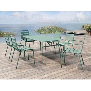 Table de jardin L160 cm en metal Vert amande MIRMANDE de MYLIA