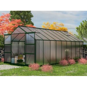 Vente-unique.com Serre de Jardin en polycarbonate de 16,8 m² avec embase - Vert - IXORA