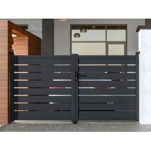 Vente-unique.com Portail battant aluminium ajouré L305 x H166 cm anthracite PRIMO