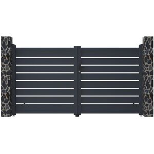 Vente-unique.com Portail battant aluminium ajouré L305 x H166 cm anthracite PRIMO