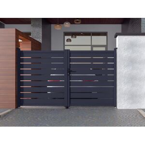 Vente uniquecom Portail battant aluminium ajoure L305 x H183 cm anthracite PRIMO