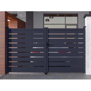 Vente-unique.com Portail battant aluminium ajouré L305 x H183 cm anthracite PRIMO