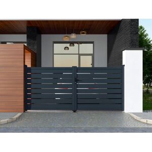 Vente-unique.com Portail battant aluminium ajoure L355 x H166 cm anthracite - PRIMO