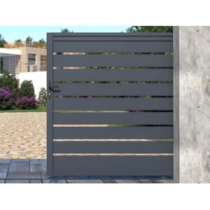 Vente-unique.com Portail coulissant aluminium ajouré L355x H183 cm anthracite PRIMO