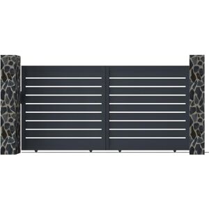 Vente-unique.com Portail coulissant aluminium ajouré L355x H183 cm anthracite PRIMO