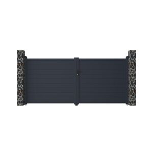 Vente-unique.com Portail battant aluminium plein L355 x H166 cm anthracite - NAZARIO