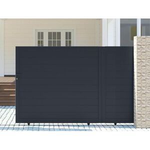 Vente-unique.com Portail coulissant aluminium plein L416 x H180 cm anthracite - NAZARIO