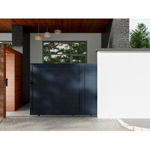 Vente-unique.com Portail coulissant aluminium plein L374 x H180 cm anthracite - NAZARIO