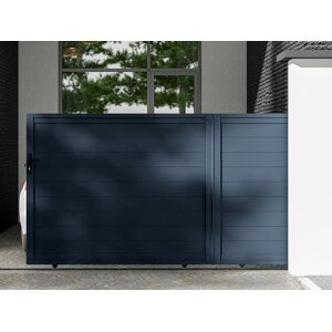 Vente-unique.com Portail coulissant aluminium plein L416 x H165 cm anthracite - NAZARIO