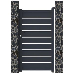 Vente-unique.com Portillon battant aluminium ajoure L103 x H183 cm anthracite - PRIMO