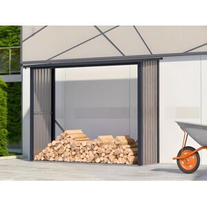 Vente-unique.com Abri buches metal en acier galvanise effet bois 3,27 m3 - 4 steres - L242 x P89 x H190 cm - WINWOOD