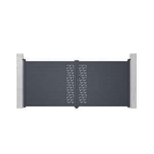 Vente uniquecom Portail battant aluminium semi plein a motifs L397 x H181 cm anthracite GREGOR