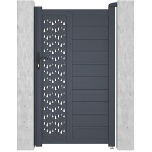 Vente-unique.com Portillon battant aluminium semi plein a motifs L103 x H181 cm anthracite GREGOR