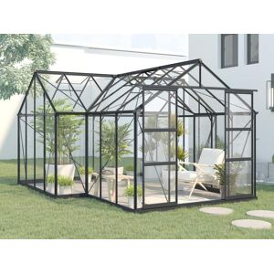 Vente-unique.com Serre de jardin orangerie en verre trempé 15,5 m² - Anthracite - NARCISSE