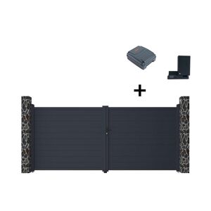 Vente uniquecom Portail electrique battant aluminium plein L397 x H181 cm anthracite NAZARIO