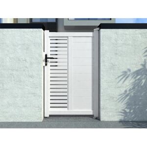 Vente-unique Portillon battant aluminium semi ajouré à motifs L100 x H164 cm blanc ORIST II