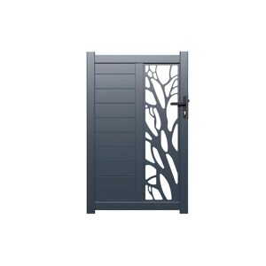 Vente-unique.com Portillon battant aluminium semi ajouré à motifs L100 x H164 cm anthracite LABRIT II