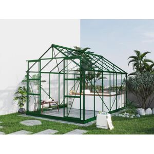 Vente-unique.com Serre de jardin en verre trempe 4 mm verte avec kit d'ancrage 9 m² - OTERIA