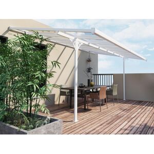 Vente-unique.com Pergola adossée en aluminium 13,2 m² blanc ALVARO