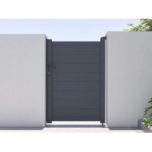 Vente-unique.com Portillon battant aluminium plein L103 x H150 cm anthracite - NAZARIO