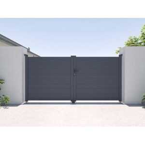 Vente-unique.com Portail battant aluminium plein L305 x H150 cm anthracite - NAZARIO