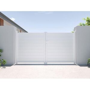 Vente-unique.com Portail battant aluminium plein L305 x H166 cm blanc - NAZARIO