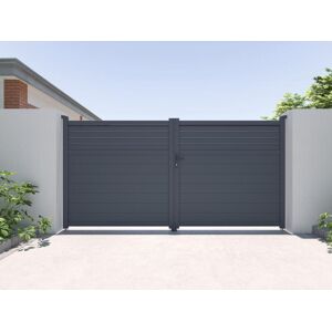 Vente uniquecom Portail battant aluminium persienne L355 x H181 cm anthracite VIAZO