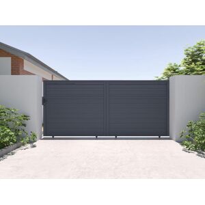 Vente-unique.com Portail coulissant aluminium persienne L416 x H180 cm anthracite - VIAZO