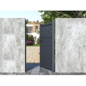 Vente-unique.com Portillon battant aluminium semi plein à motifs L103 x H182 cm anthracite - BAZIO