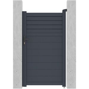 Vente-unique.com Portillon battant aluminium persienne L103 x H181 cm anthracite - VIAZO