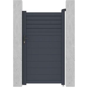 Vente-unique.com Portillon battant aluminium persienne L103 x H181 cm anthracite - VIAZO