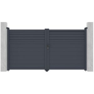 Vente-unique.com Portail battant aluminium persien L305 x H166 cm anthracite - VIAZO