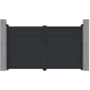 Vente-unique.com Portail battant aluminium persien L305 x H181 cm anthracite - VIAZO