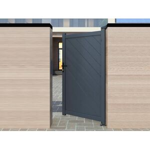 Vente-unique.com Portillon battant aluminium plein L105 x H168 cm anthracite ZERANO