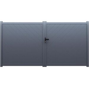 Vente-unique.com Portail battant aluminium plein L350 x H180 cm anthracite - ZERANO