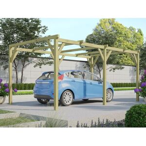 Vente-unique.com Carport pergola simple autoporte en bois traite - 1 voiture - 15 m² - ACHILLE