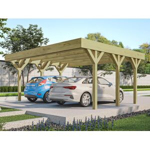 Vente-unique.com Carport pergola double autoporte en bois traite - 2 voitures - 30 m² - ARIANE