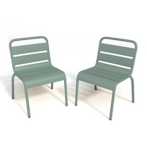 MYLIA Lot de 2 chaises de jardin empilables pour enfants en métal - Vert amande - POPAYAN de MYLIA