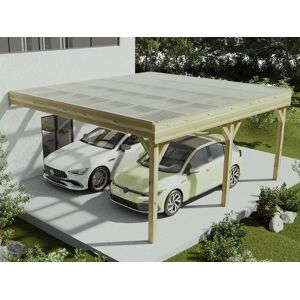 Vente-unique.com Carport pergola double adosse en bois traite - avec toit en PVC - 2 voitures - 29,3 m² - ARTEMIDA de Expertland