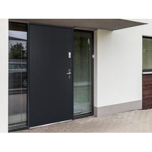 Vente-unique Porte d'entrée en acier pleine H207 x L100 cm anthracite - poussant gauche - AGUEDA