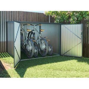 Vente uniquecom Abri a velo metal en acier galvanise effet bois 4 m² pour 4 velos NIKI