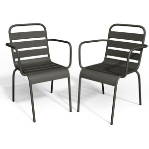 Lot de 2 fauteuils de jardin empilables en metal Gris fonce MIRMANDE de MYLIA