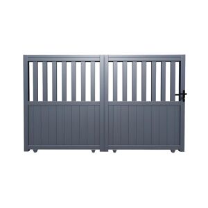 Vente-unique.com Portail électrique coulissant aluminium ajouré L343 x H140 cm anthracite en kit TARNOS II